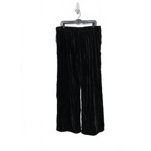 Soft Surroundings Black Velvet Wide Leg Pants Women's Large 35” Holiday Comfort